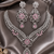 Rhodium finish baby pink diamond necklace set