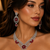 Rhodium Finish Electric Red Diamond Necklace Set
