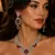 Rhodium Finish Electric Red Diamond Necklace Set