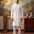 Mens white silk blend solid solid kurta