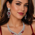 Rhodium Finish Electric Red Diamond Necklace Set
