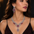 Rhodium Finish Ruby Stone Diamond Necklace Set