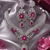 Rhodium Finish Ruby Stone Diamond Necklace Set