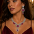 Rhodium Finish Ruby Stone Diamond Necklace Set