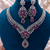 Rhodium Finish Ruby Stone Diamond Necklace Set
