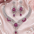 Rhodium Finish Ruby Stone Diamond Necklace Set