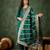 Floral embroidered viscose rayon round neck kurta trouser & dupatta set