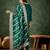 Floral embroidered viscose rayon round neck kurta trouser & dupatta set