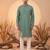 Mens green silk blend solid solid kurta