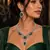 Rhodium finish bottle green diamond necklace set