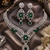 Rhodium finish bottle green diamond necklace set