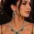 Rhodium finish bottle green diamond necklace set