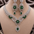 Rhodium finish bottle green diamond necklace set