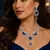 Rhodium Finish Electric Royal Blue Diamond Necklace Set