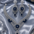 Rhodium Finish Electric Royal Blue Diamond Necklace Set