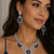 Rhodium Finish Electric Royal Blue Diamond Necklace Set