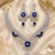 Rhodium Finish Electric Royal Blue Diamond Necklace Set