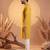 Mens yellow silk blend solid solid kurta
