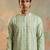Mens multi silk blend abstract printed kurta