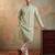 Mens multi silk blend abstract printed kurta