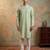 Mens multi silk blend abstract printed kurta