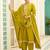 Floral embroidered viscose rayon round neck kurta trouser & dupatta set