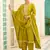Floral embroidered viscose rayon round neck kurta trouser & dupatta set