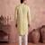 Mens multi silk blend abstract printed kurta