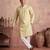 Mens multi silk blend abstract printed kurta