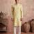 Mens multi silk blend abstract printed kurta