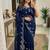 Blue Color Embroidery work Georgette Saree
