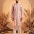 Mens multi silk blend abstract printed kurta