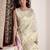 CREAM soft linen saree with rich jacquard pallu