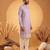 Mens Purple silk blend solid embroidered kurta