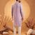 Mens Purple silk blend solid embroidered kurta