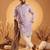 Mens Purple silk blend solid embroidered kurta