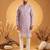 Mens Purple silk blend solid embroidered kurta