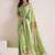 LIGHT GREEN soft linen saree with rich jacquard pallu