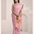 PINK soft linen saree with rich jacquard pallu