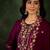 Floral embroidered silk blend round neck kurta trouser & dupatta set