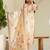 Floral embroidered silk v neck kurta trouser & dupatta set