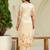 Floral embroidered silk v neck kurta trouser & dupatta set