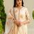Floral embroidered silk v neck kurta trouser & dupatta set