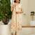 Floral embroidered silk v neck kurta trouser & dupatta set