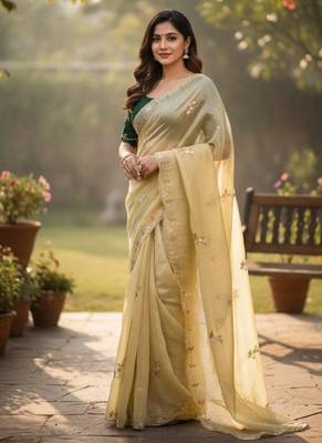 Yellow Color  handwork georgette Saree 1
