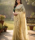 Yellow Color  handwork georgette Saree