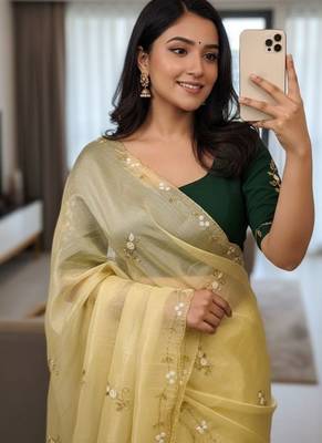 Yellow Color  handwork georgette Saree 2