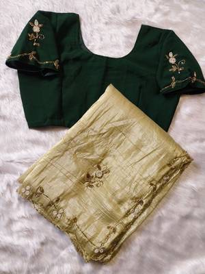 Yellow Color  handwork georgette Saree 5
