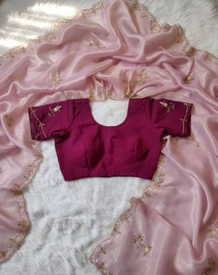 Pink Color  handwork georgette Saree 3