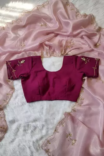 Pink Color  handwork georgette Saree